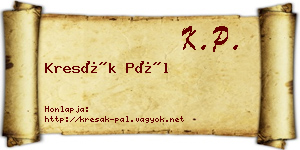 Kresák Pál névjegykártya